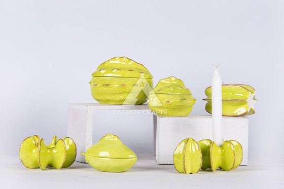 Starfruit-Shaped Ceramic Ornament