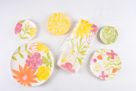 Ceramic Home Decor Dish with Floral Pattern