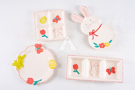 Charming Rabbit Ceramic Plate