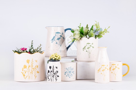 Floral Ceramic Vases & Cups Collection