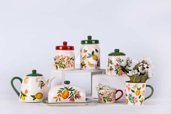 Flowered Ceramic Cups & Planters