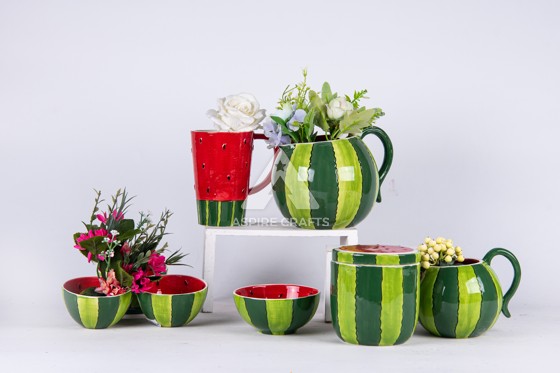 Watermelon-Inspired Ceramic Planter Dish