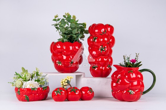 Tomato-Shaped Ceramic Planter