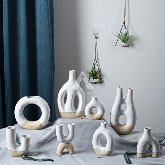 Hand-Glazed Ceramic Vase with Candleholder for Shine and Gloss