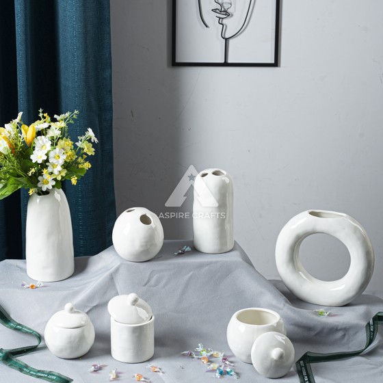 Scandi-Style Ceramic Vase & Candleholder Set