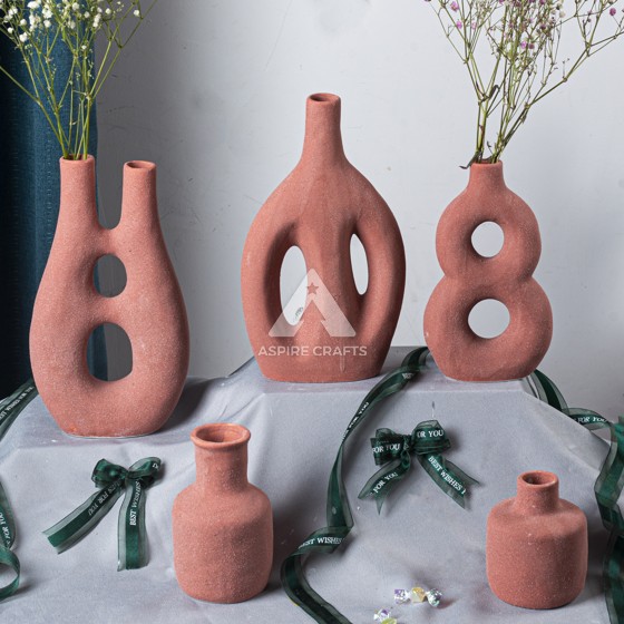 Ceramic Vase and Candleholder Set for Summer Patio