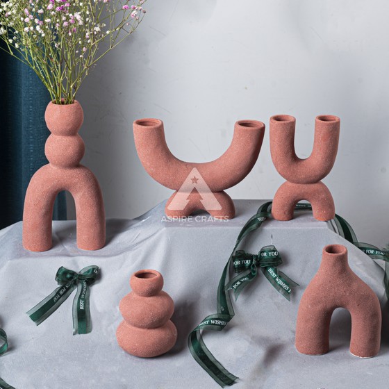 Ceramic Vase and Candleholder Set for Easter Decor