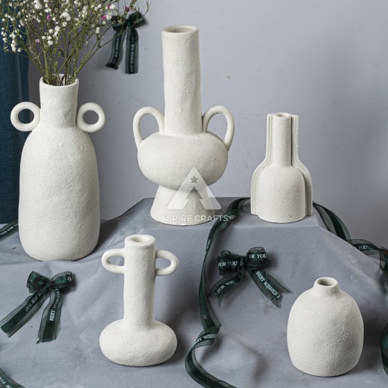 Handmade Ceramic Vase with Matching Candleholder