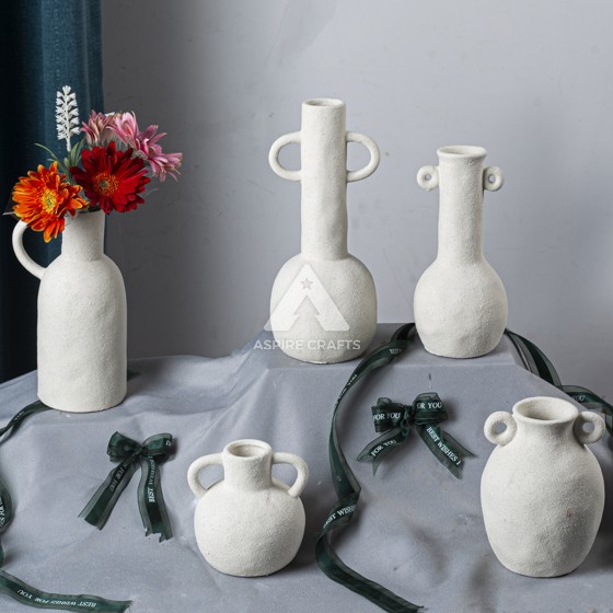 Rustic Ceramic Vase with Candleholder for Cottage Style