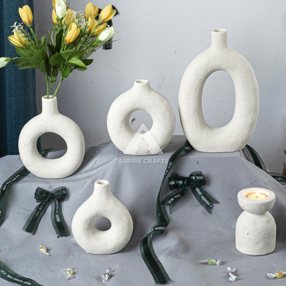 Ceramic Vase and Candleholder Set for a Modern Minimalist Home