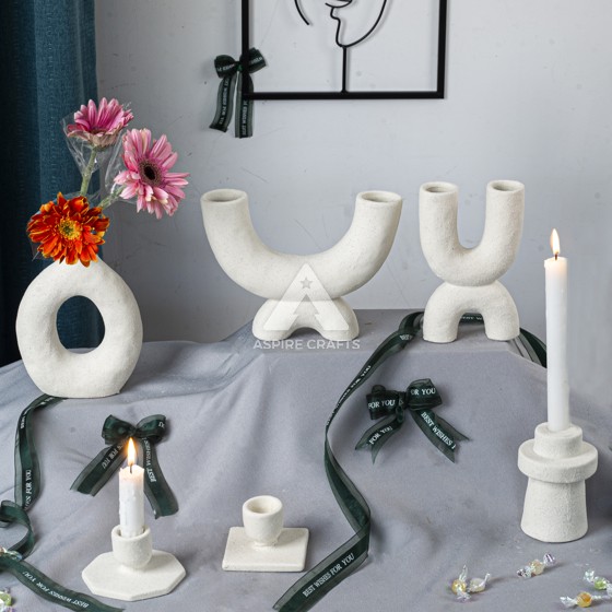 Ceramic Vase and Candleholder Set for a Stylish Living Space