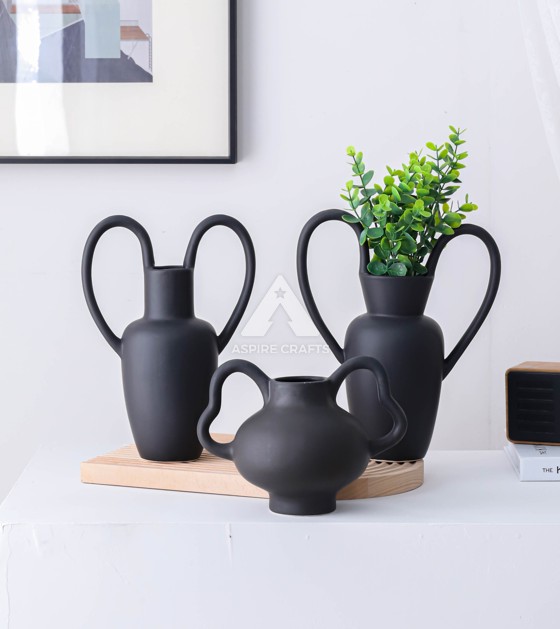 Elegant Black Ceramic Vase for Home Decor