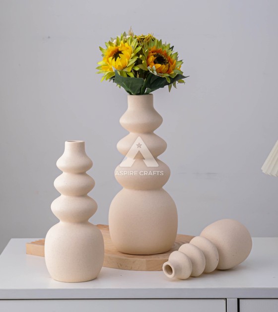 Light Brown Pottery Vase for Home Display