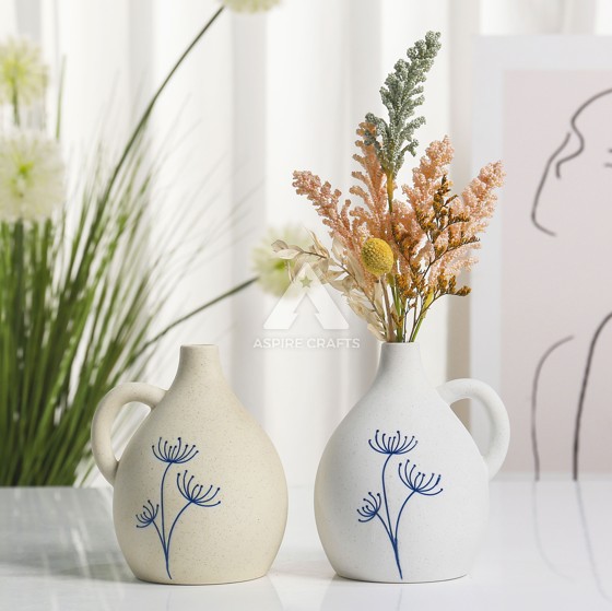 Ceramic Vase Silkscreened in Bohemian Style