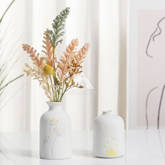 Ceramic Vase with Silkscreened Vintage Prints