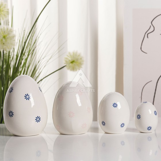 Handcrafted Silkscreen Ceramic Egg Display