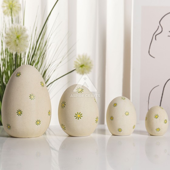 Elegant Silkscreened Egg Ornament - Ceramic Craftwork