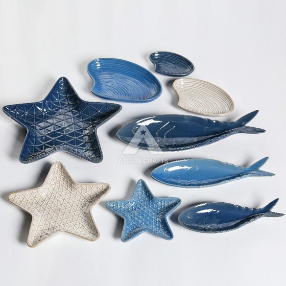 Oceanic Glaze Fish & Starfish Plate