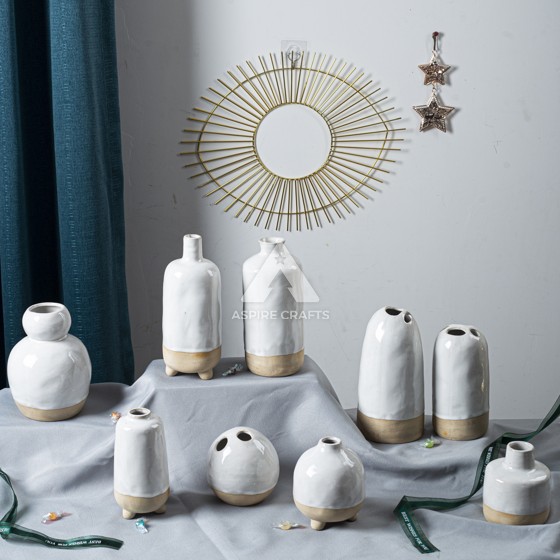 Ceramic Vase and Candleholder Set for a Coastal-Inspired Home