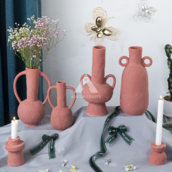 Ceramic Vase and Candleholder Set for Dining Room