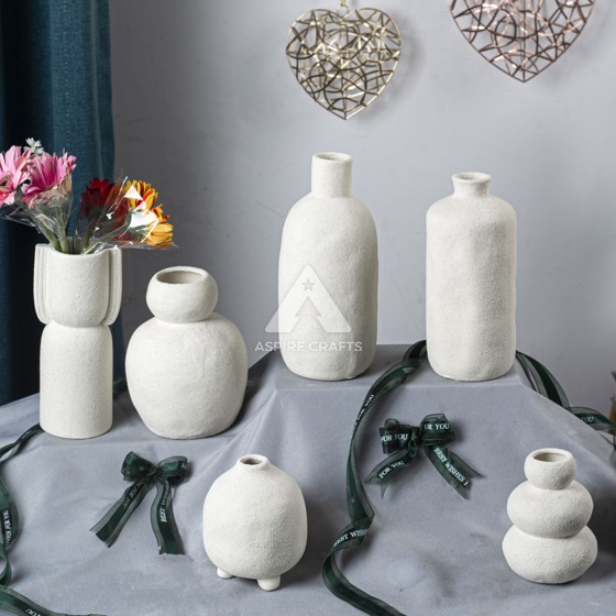 Ceramic Vase and Candleholder Set for a Coastal Home