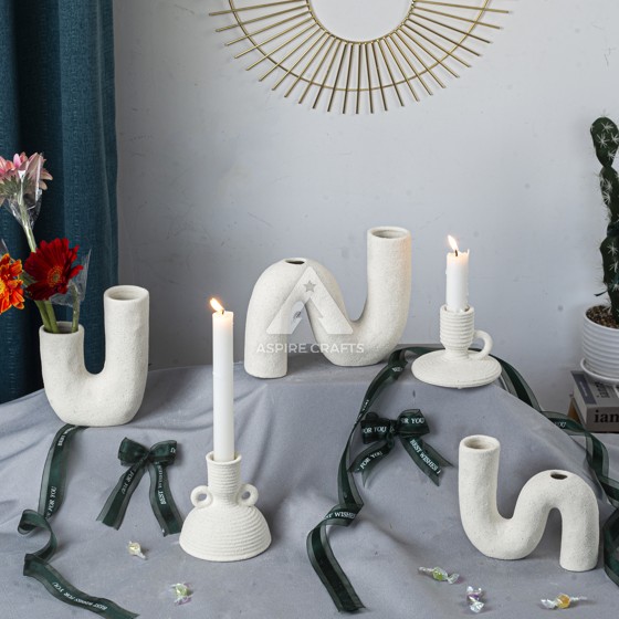 Unique Ceramic Vase with Multi-Purpose Candleholder