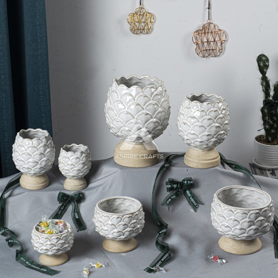 Elegant Ceramic Vases with Matching Candleholders