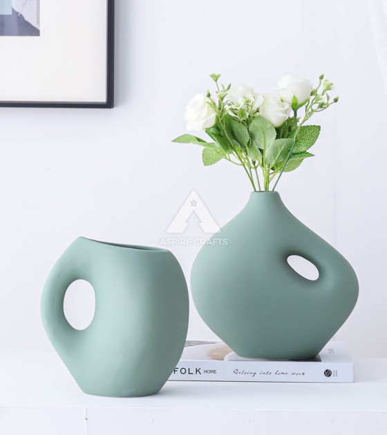 Light Green Ceramic Vase for Home Decor