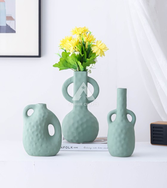 Serene Shallow Green Vase for Modern Homes