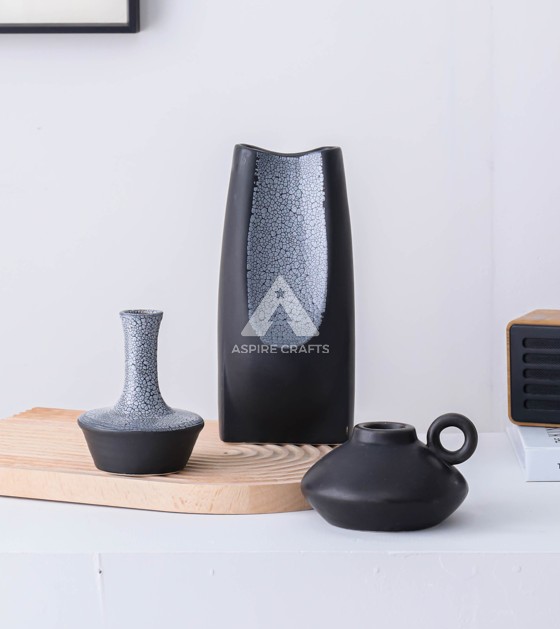 Stylish Home Accent: Black Ceramic Vase