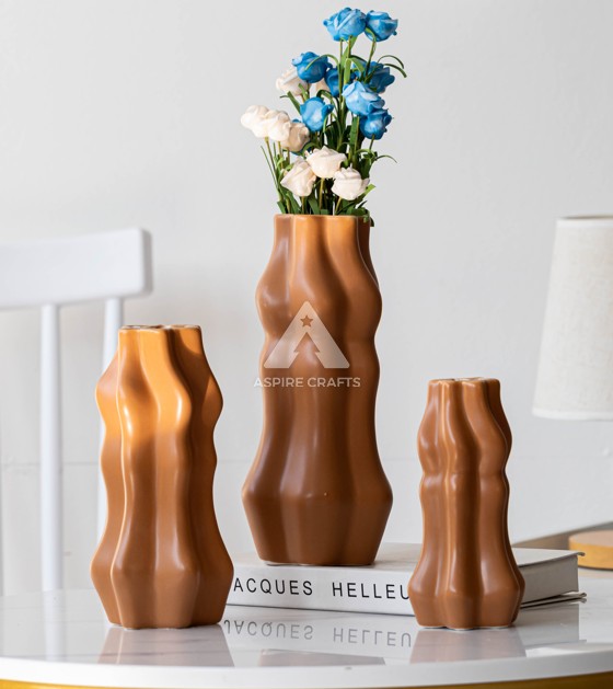 Classic Brown Ceramic Vase for Indoor Use