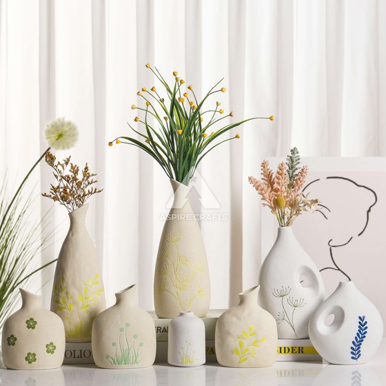 Silkscreened Ceramic Vase with Nature's Touch