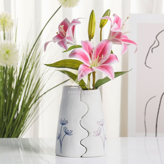 Ceramic Vase Silkscreened with Retro Designs