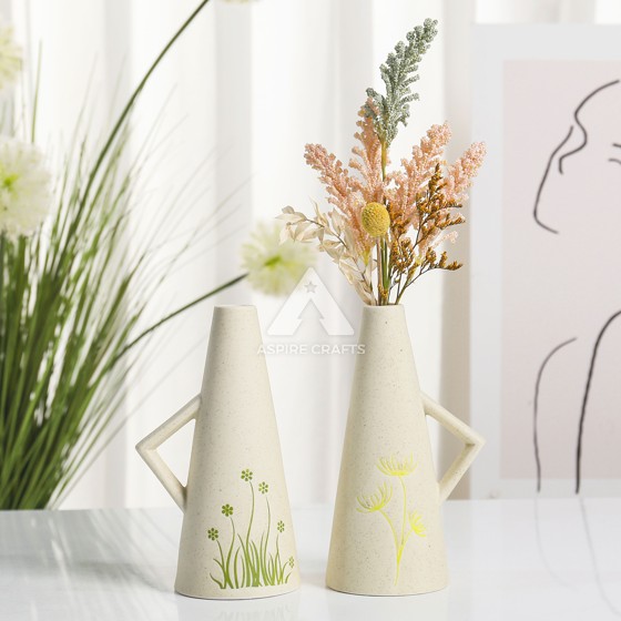 Floral Silkscreen Ceramic Vase for Elegant Homes