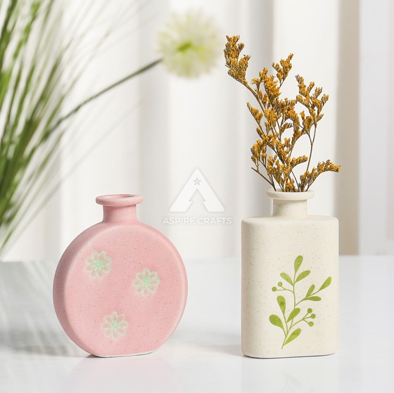 Silkscreened Abstract Ceramic Vase - Creative Decor