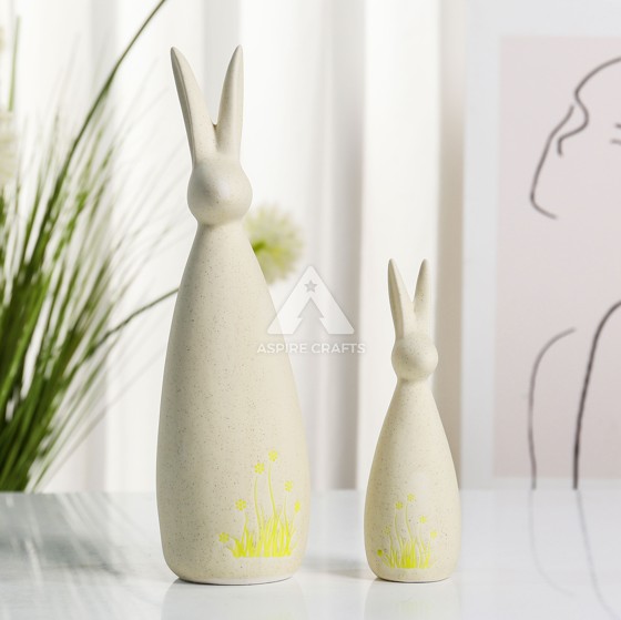 Silkscreened Ceramic Rabbit Figurine