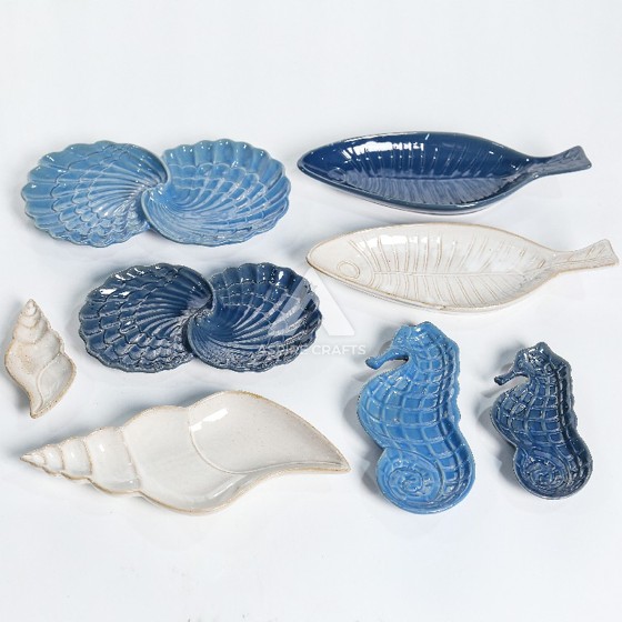 Oceanic Kiln-change Series: Seahorse and Shell Ceramic Platter