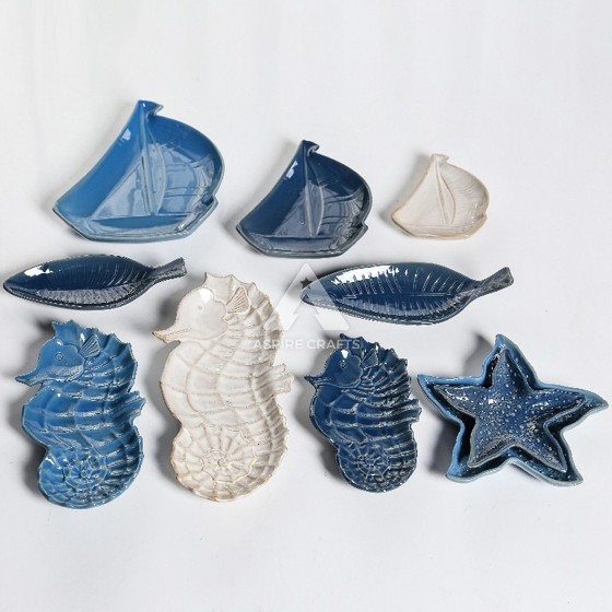 Oceanic Kiln-Change Seahorse & Starfish Ceramic Dish