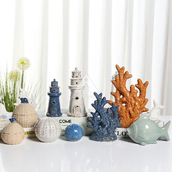 Sea-Inspired Ceramic Lighthouse - Glaze of Navigation