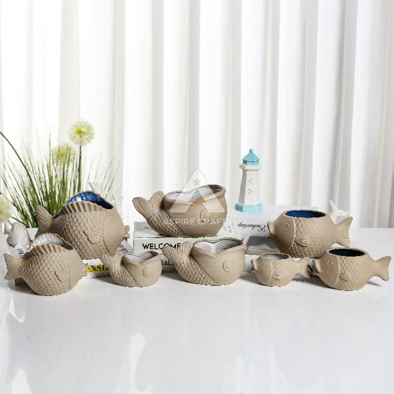 Aquatic Ceramic Planter - Oceanic Glaze Beauty