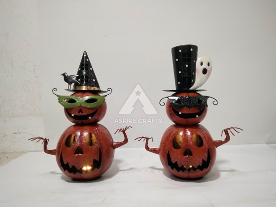 Metallic Witchcraft Pumpkin Statue for Halloween