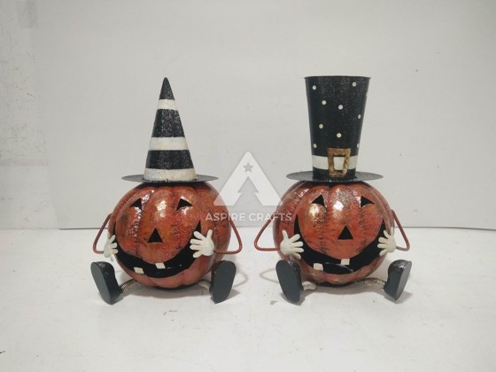 Haunted Iron Pumpkin Accent for Halloween Decorations