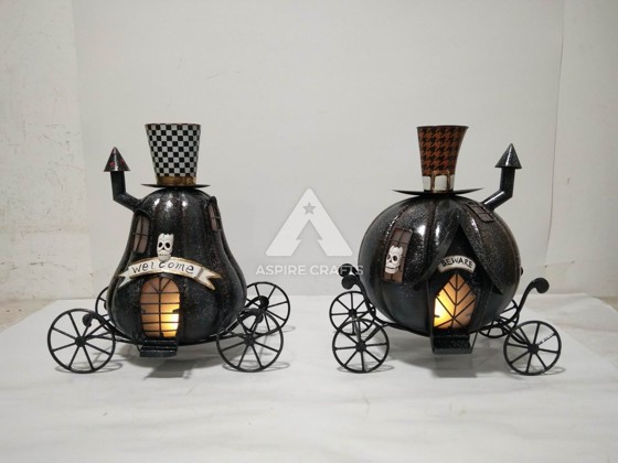 Quaint Iron Pumpkin Carriage Piece