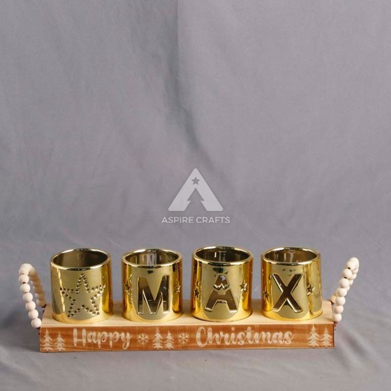 Handmade Wooden Candleholder for Centerpiece