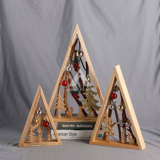 Handmade Wooden Triangle Christmas Tree Display