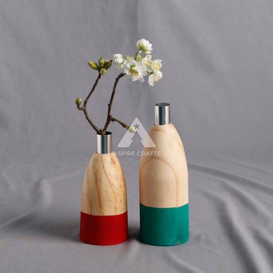 Wooden Craft Flower Vase Decor