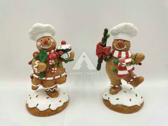 Synthetic Polyresin Snowmen and Gingerbread Figures