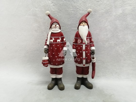 Synthetic Polyresin Crafted Christmas Santa Figures