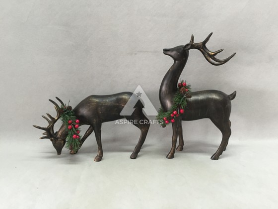 Festive Synthetic Polyresin Reindeer Figures