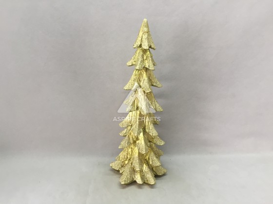 Golden Splendor: Synthetic Polyresin Craft Christmas Trees